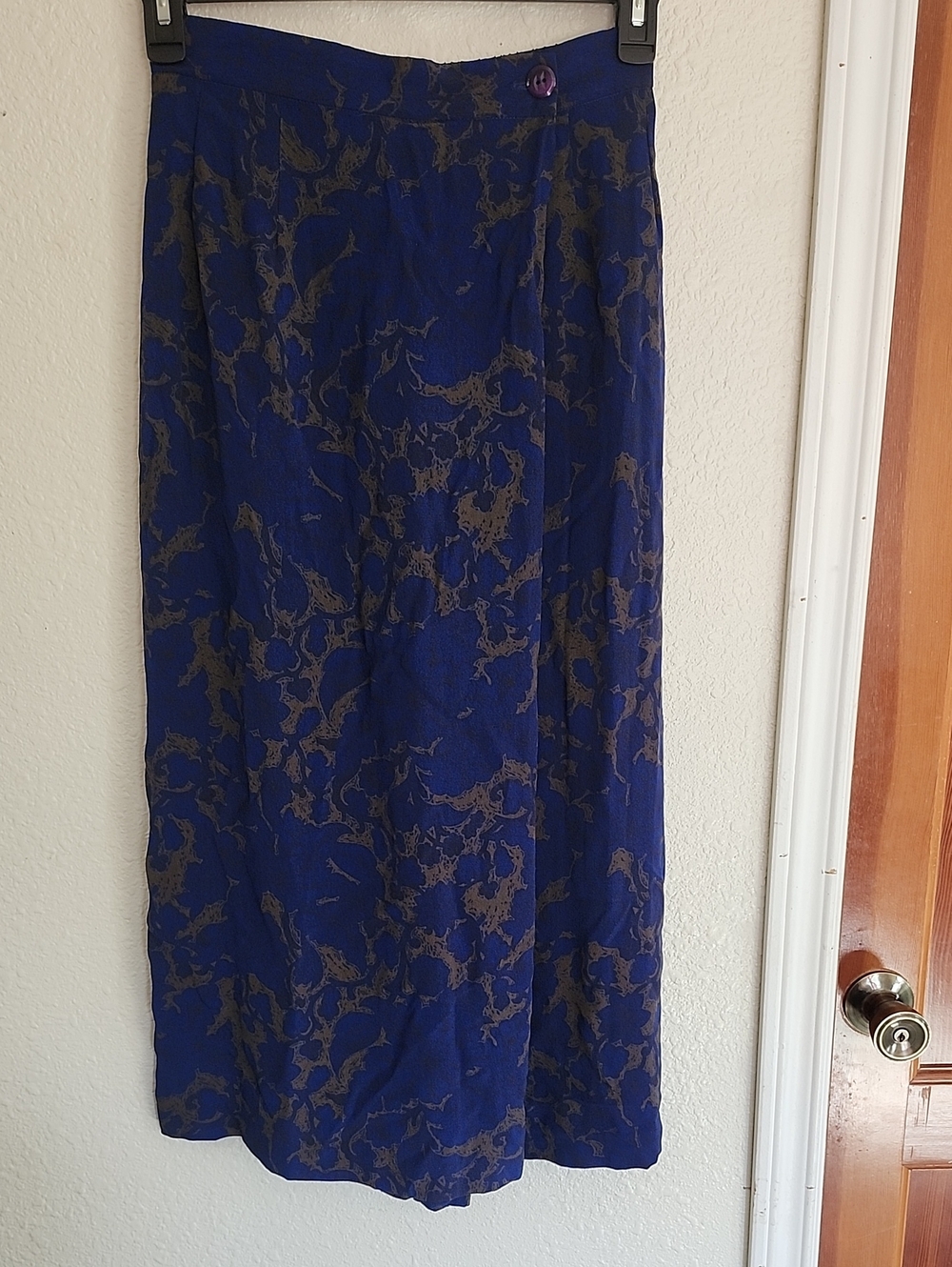 Royal Blue Maxi Skirt with Taupe Abstract Print